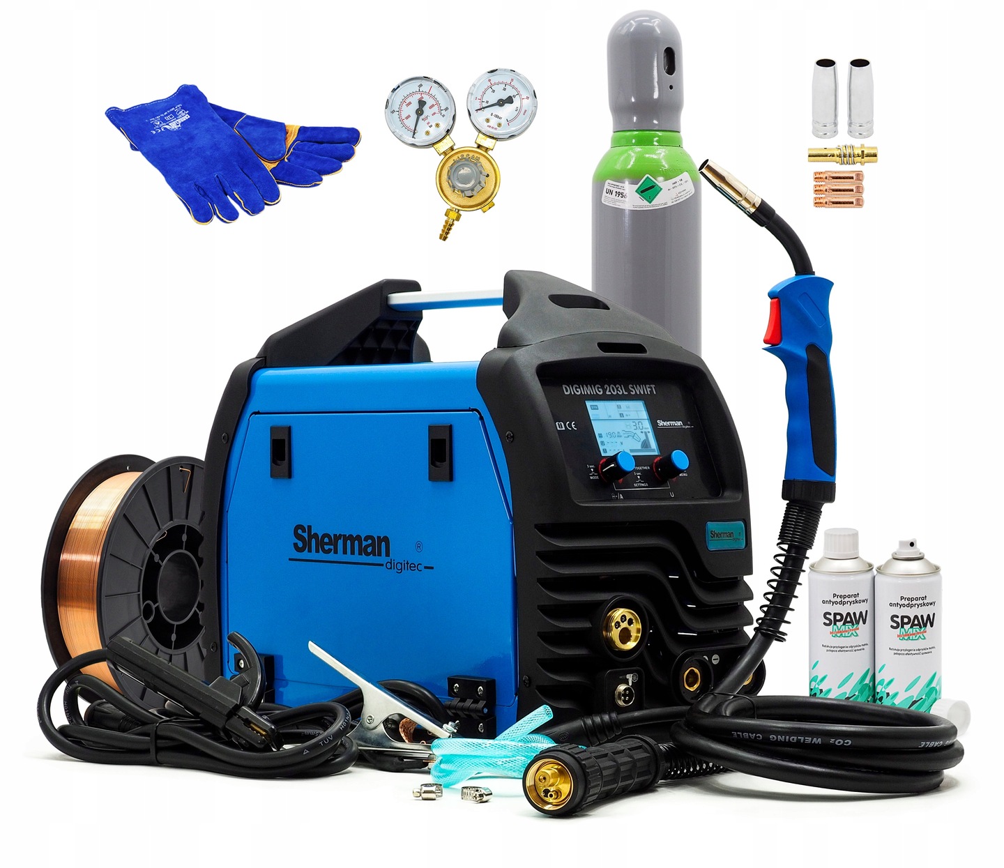 ZESTAW SHERMAN DIGIMIG 203L SWIFT 3w1 PÓŁAUTOMAT SYNERGIA MIG TIG MMA 200