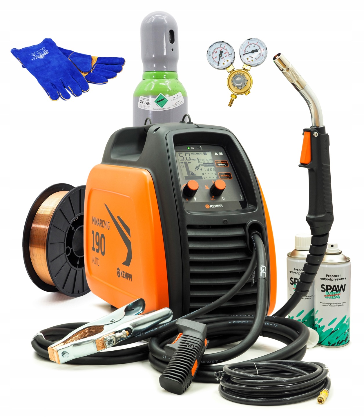 Zestaw Spawarka MIG KEMPPI MinarcMig 190 AUTO BUTLA DRUT PRZYŁBICA