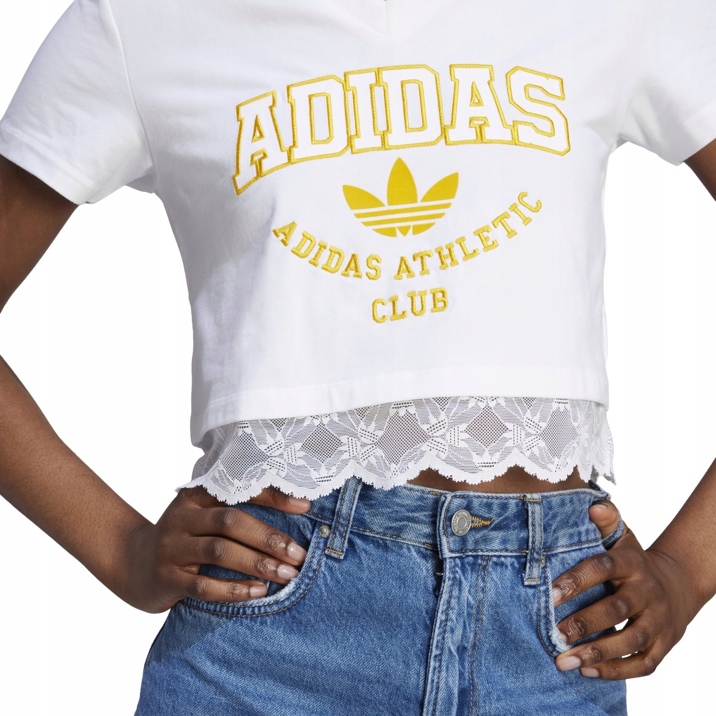 ADIDAS KOSZULKA CROPPED LACE TRIM II5608 r XXS - 15338098277