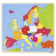 Edukacyjne puzzle Mapa Europy Zabawki drewniane