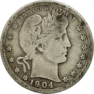Moneta, USA, Barber Quarter, Quarter, 1904, U.S. M