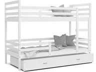 Poschodová posteľ 190x80 biela + matrace JACEK