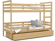 Poschodová posteľ 190x80 drevená + matrace JACEK