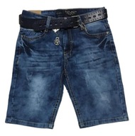 Spodnie szorty jeans gumka + pasek rozm.110