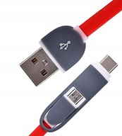 Znakomity KABEL 2w1 USB do USB-C Typ C + MICRO USB