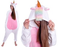 JEDNOROŻEC PIŻAMA Jednoczęściowa Onesie Kigurumi Kombinezon ZŁOTY RÓG 158