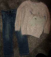 ESPRIT + Primark džínsy + fluffy sveter Jednorožec