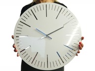 Veľké moderné nástenné hodiny TRIM biele 50cm PL
