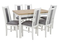 Stół rozkładany 70x120/160 6 krzeseł lite drewno