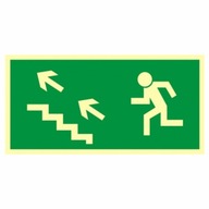 Znak Kierunek ewakuacji schodami w górę w lewo PCV