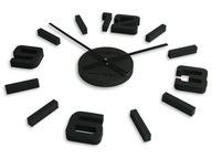 Nalepovacie drevené nástenné hodiny čierne ECO 3d