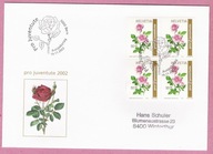 Szwajcaria 2002 FDC czwórka, kwiaty, róże