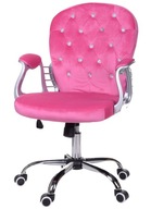 Welurowy fotel biurowy różowy GIOSEDIO kryształki