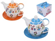 FILIŻANKA PORCELANOWA + SPODEK + IMBRYCZEK Tea 4 One OGRÓD Orange