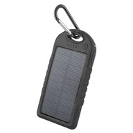 Power bank solarny 5000 mAh czarny 2x USB latarka