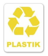 Nálepka PLAST NA ODPADKOVÚ VODU kôš na triedenie