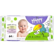 Chusteczki nasączone Baby Happy Jedwab Bawełna 64