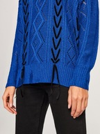 RESERVED - chabrowy sweter z plecionką - L