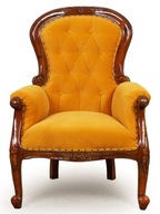 Stylowy fotel pikowany Chesterfield wygodny rzeźbiony lite drewno 80183c