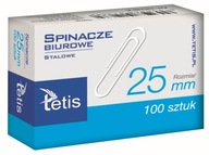 Spinacze biurowe okrągłe 25mm 100szt Tetis GS140-A