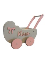 Drewniany wózek dla lalek chodzik pchacz 2x imię