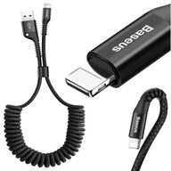 BASEUS SZYBKI KABEL SPRĘŻYNOWY USB/Lightning 2A MOCNY PRZEWÓD W OPLOCIE 1m