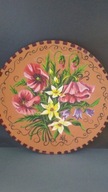 Piękna ceramiczna patera zdobiona Kwiaty vintage