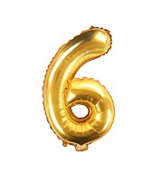 Fóliový balón číslica 6 zlatá 35cm 1ks FB10M-6-019