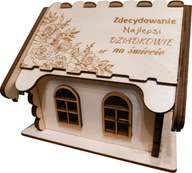 Domek chatka drewniane pudełko na słodycze prezent