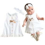 Sukienka niemowlęca dla dziewczynki opaska biała CHRZEST WESELE 68 74 80 86