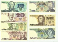 Zestaw banknotów PRL od 10 do 1000 zł 7 x UNC