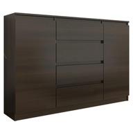 KOMODA 140CM SZAFKA 4 SZUFLADY 2 PÓŁKI WENGE