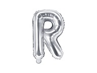Balon foliowy LITERA R srebrny mały 35 cm NAPIS NA URODZINY