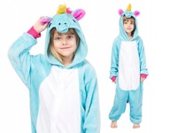 JEDNOROŻEC Niebieski Piżama Kigurumi Onesie Unicorn Przebranie Kostium 176