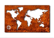 obraz mapa świata prezent corten (stal,nierdzewka)