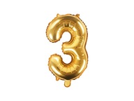 Fóliový balón PartyDeco zlatý číslica 3 14"
