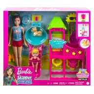 LALKA BARBIE OPIEKUNKA SKIPPER Z BOBASEM park wodny plac zabaw