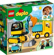 LEGO Duplo Plac Budowy Wywrotka Ciężarówka i Koparka Gąsienicowa Klocki 2+
