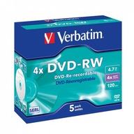 Verbatim DVD-RW 4x 4,7GB Wielokrotny zapis 5 szt