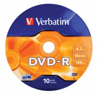 Płyty VERBATIM DVD-R 16x 4.7GB AZO Srebrne 10 szt.