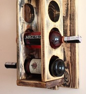 Półka na wino z drewna wieszak loft rustykalna