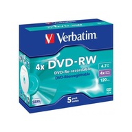 VERBATIM DVD-RW 5-pak, Jewel, 4x, DLP, 4.7GB 43285