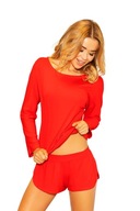 Komplet Chalandri czerwony S wiskozowa piżamka z koronką komfortowy sen