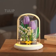 Stavebný blok kvetináčový kvetináč Nesmrteľná kvetinová rastlina Malý tehlový tulipán