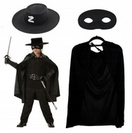 Strój Zorro Peleryna Maska Kapelusz Przebranie Halloween