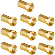 10x Wtyk F Złącze Beczka Łącznik SAT 6,8mm Gold CU