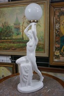 Ceramiczna lampa figuralna Art Deco stołowa akt 60cm