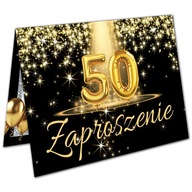 Zaproszenia na 50 Urodziny Gold Balony z kopertą