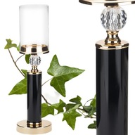 Lampion świecznik kryształowy czarny dekoracyjny ozdobny 43cm