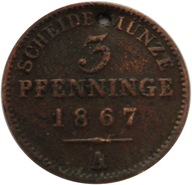 [10423] Prusy 3 pfenninge 1867 A